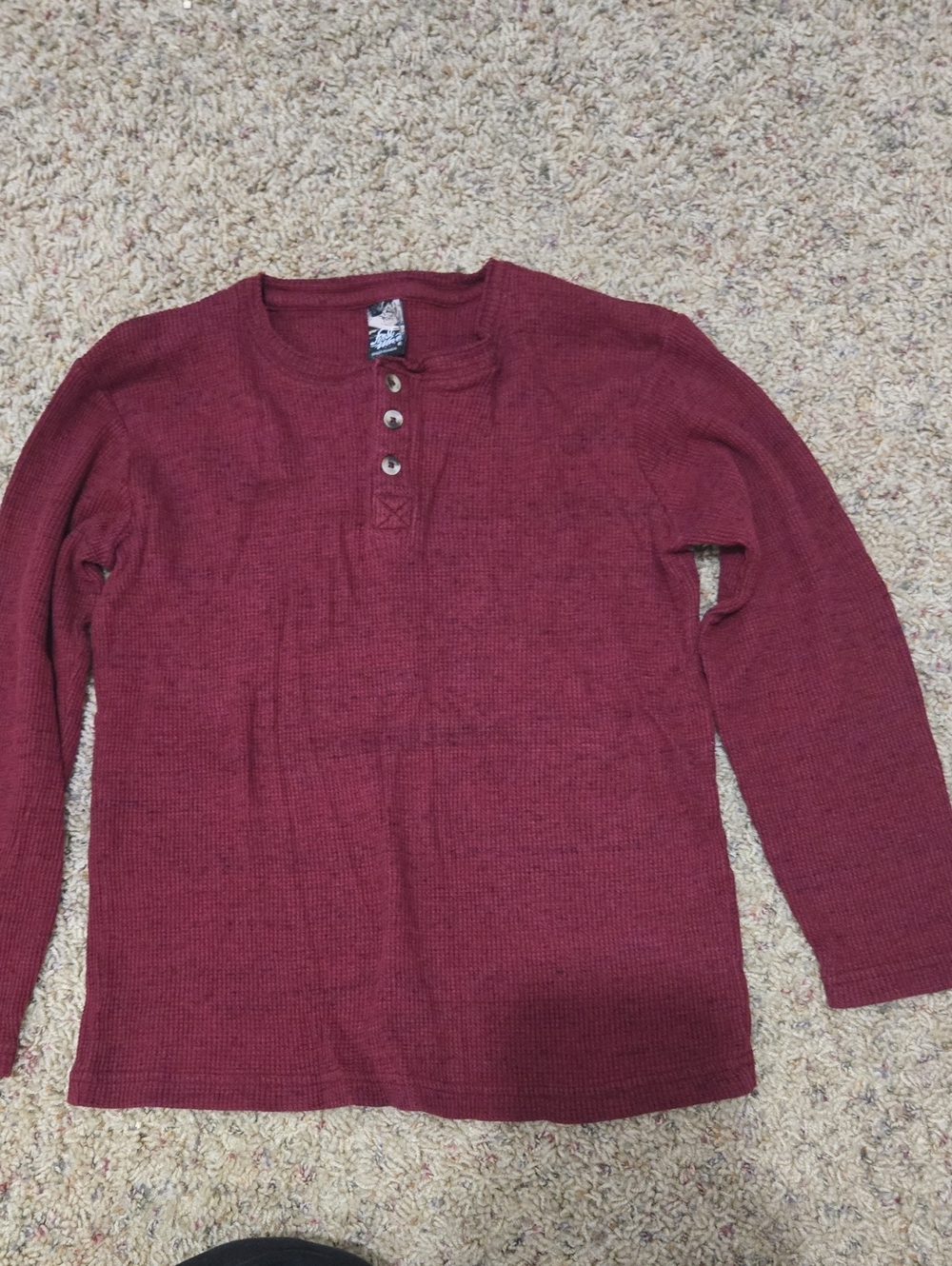 Kids First Wave Burgundy Waffle Henley Long-Sleeve Top